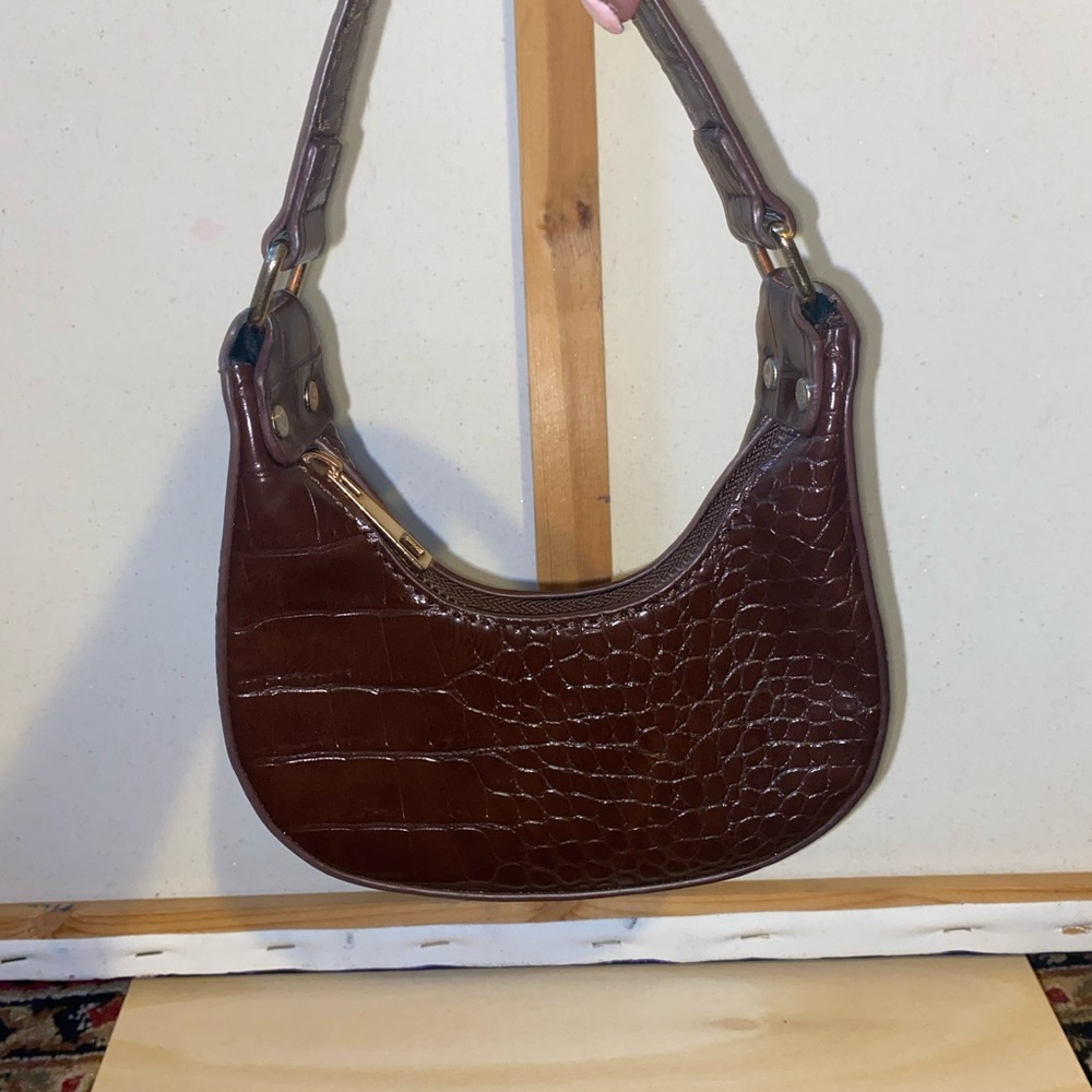 Brand | Nasty Gal | Brown Micro Mini Brown Crocodile Bag